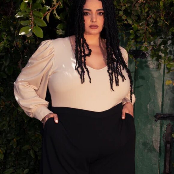 La Femme En Noir Tops - LFEM La Femme En Noir Micheline Pitt Dark Forest Blouse in Papyrus